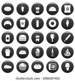 Fast food icons set. Simple illustration of 25 fast food vector icons black isolated