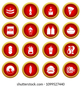 Fast food icons set. Simple illustration of 16 fast food vector icons for web