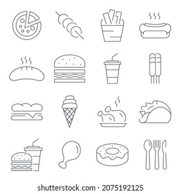 Fast Food icons set. Fast Food symbol vector elements for infographic web