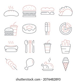 Fast Food icons set. Fast Food symbol vector elements for infographic web