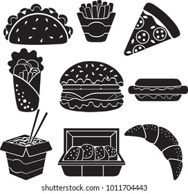 Fast food icons set. Vector icons for web.