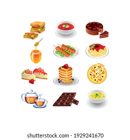 iconos de comida rápida conjunto icono vector en fondo blanco
