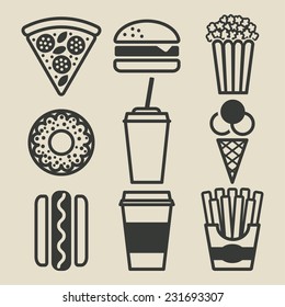 Fast food icons set - vector illustration. eps 8