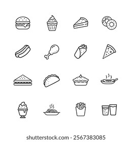 Fast food icons set vector illustration