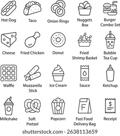 Fast Food Icons Set, Vector Illustration.