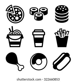 Fast Food Icons Set. Vector