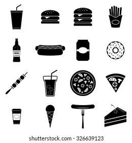 Fast food icons set, vector illustration