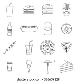 Fast food icons set, vector illustration