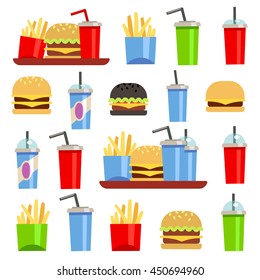 fast food icons set vector illustration