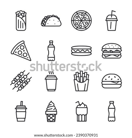 fast food icons set vector illustration