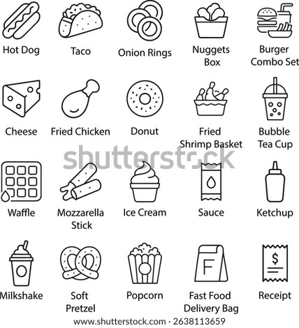 Fast Food Icons Set, Vector Illustration.