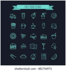 fast food icons set for your design, web