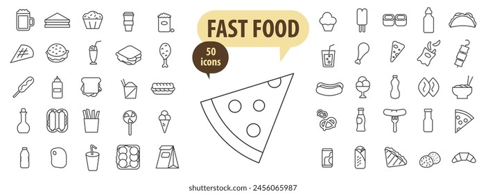  Fast food. Fast food icons. Thin line icons. Fast food icons. EPS 10.