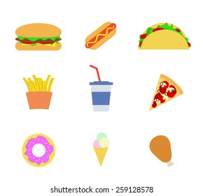 Fast food icons. Vector