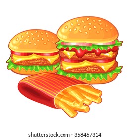 Fast food icons. Vector