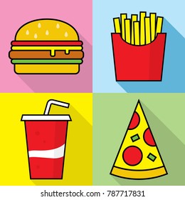 fast food icons vector file