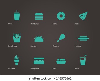 Fast food icons. Vector illustration.