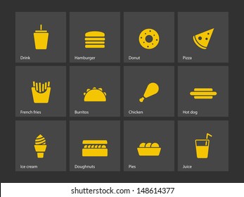 Fast food icons. Vector illustration.
