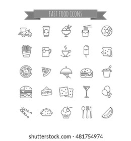 fast food icons - vector stock set for your design, web