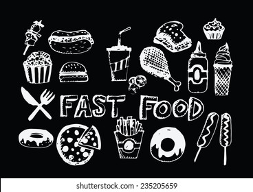 fast food icons vector symbols 