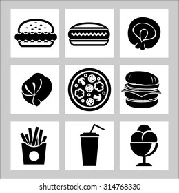 fast food icons, vector symbols