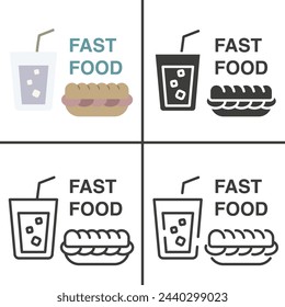Iconos de comida rápida. Plantilla de comida rápida vectorial. Iconos de comida rápida. EPS 10.