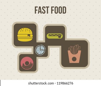 fast food icons, vintage style. vector illustration