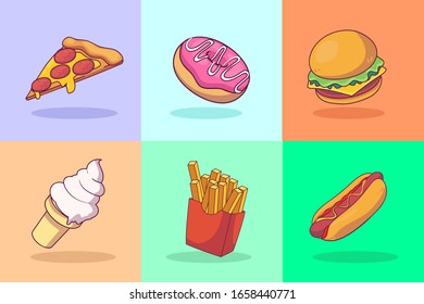 Fast food illustration concept set. Vector EPS 10