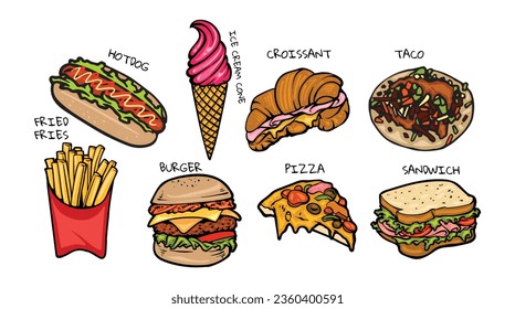 fast food illustration for element design