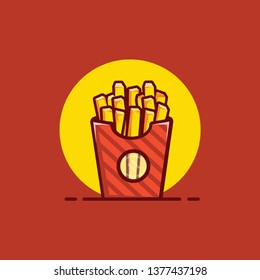 Fast Food illustration French fries, tasty meal, burger store, junk food design. Top modern trending graphic, Red and yellow.