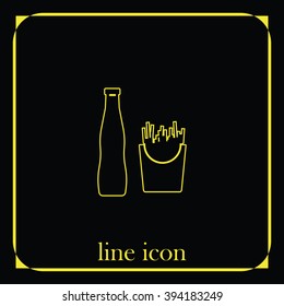 Fast food illustration. French fries and beverage icon.