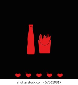 Fast food illustration. French fries and beverage icon.