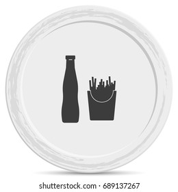 Fast food illustration. French fries and beverage icon.