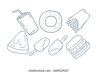 Fast Food. Illustration, Hand Drawing