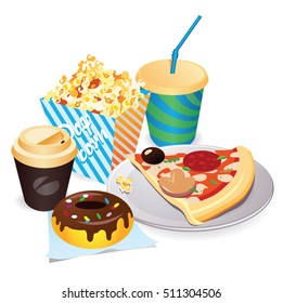 Fast food. Illustration of fast food symbolizing modern way of living.