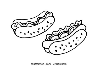 Fast Food Illustration von zwei verschiedenen scharfen Hunden