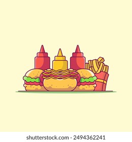 Fast Food Illustration uses a modern style vector look in its design.
