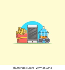 Fast Food Illustration using modern style vector view