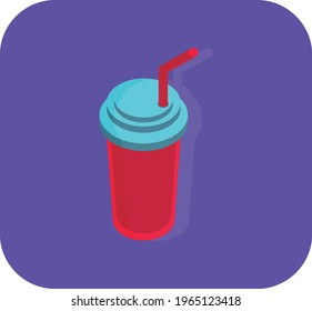 Fastfood, Illustration oder Vektorbild in lebhaften Farben mit violettem Hintergrund.