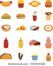 Fast food, illustration, vector on white background.