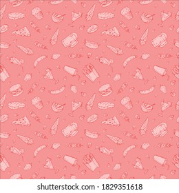 Fast food illustrations vector seamless pattern