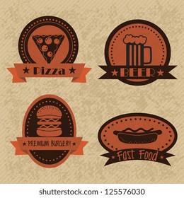 Fast Food Industry vintage labels. Vector illustration