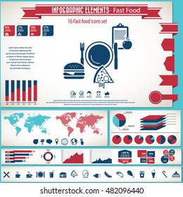 Fast food - infographic elements and icons set.