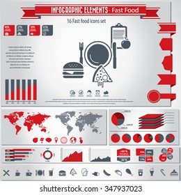 Fast food - infographics elements and icons set.