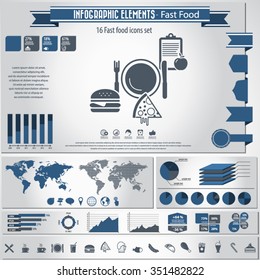 Fast food - infographics elements and icons set.