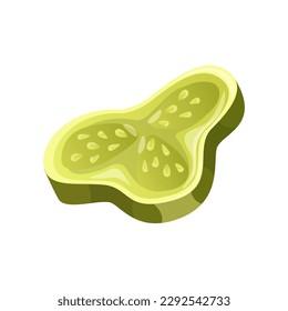 Comida rápida corte trozo de pepino de trozo, trozo de ensalada. Cafetería, cocina, comida basura. King size, clásicos americanos de caricaturas tradicionales comidas para picar. Vector para banner, afiche, menú, volante
