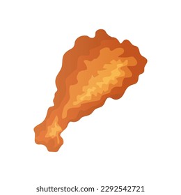 Fast food ingredient fried chicken drumstick piece. Street takeaway cafe, cooking, junk food. King size, classic american traditional cartoon snacks meals. Vector for banner, poster, menu, flyer