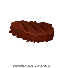 Fast food ingredient meat cutlet piece. Street takeaway cafe, cooking, junk food. King size, classic american traditional cartoon snacks meals. Vector for banner, poster, menu, flyer