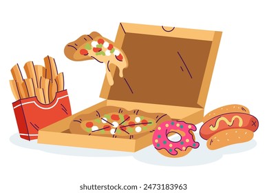 Fast food isolated composition concept. Vector graphic design illustration element