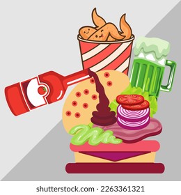 fast food isolated on white